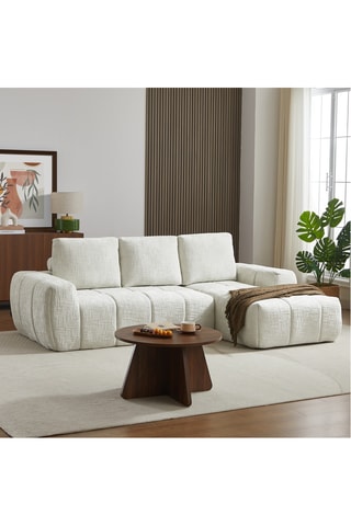 Canapé d'angle droit Aurea - Beige - 4 places - Revêtement en tissu