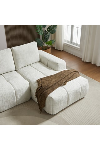 Canapé d'angle droit Aurea - Beige - 4 places - Revêtement en tissu