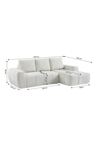 Canapé d'angle droit Aurea - Beige - 4 places - Revêtement en tissu