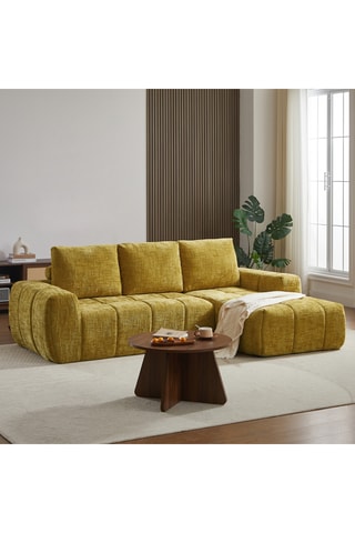 Canapé d'angle droit Aurea - Jaune - 4 places - Revêtement en tissu