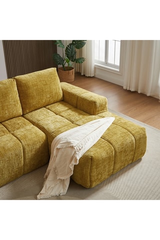 Canapé d'angle droit Aurea - Jaune - 4 places - Revêtement en tissu