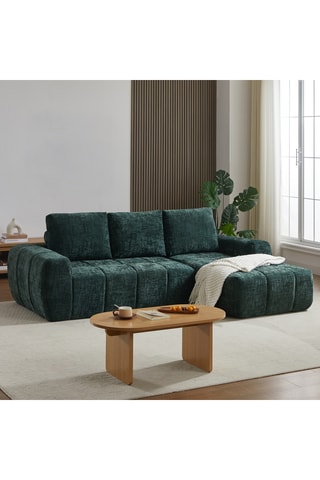 Canapé d'angle droit Aurea - Vert foncé - 4 places - Revêtement en tissu