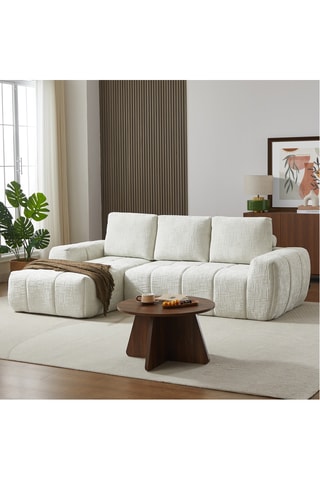 Canapé d'angle gauche Aurea - Beige - 4 places - Revêtement en tissu