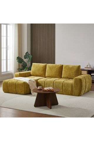Canapé d'angle gauche Aurea -  Jaune - 4 places - Jaune - Revêtement en tissu