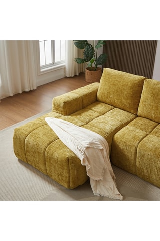 Canapé d'angle gauche Aurea -  Jaune - 4 places - Jaune - Revêtement en tissu