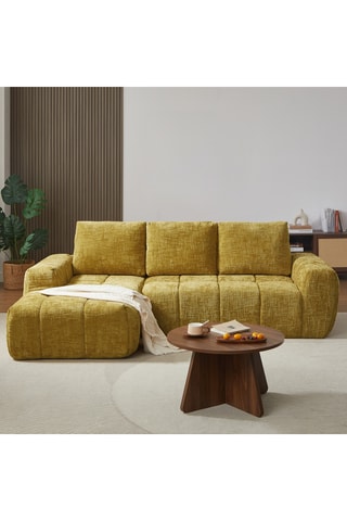 Canapé d'angle gauche Aurea -  Jaune - 4 places - Jaune - Revêtement en tissu