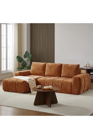 Canapé d'angle gauche Aurea - Marron - 4 places - Revêtement en tissu