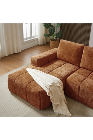 Canapé d'angle gauche Aurea - Marron - 4 places - Revêtement en tissu