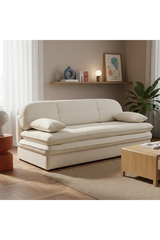 Banquette convertible Cila -  Beige - Beige - Revêtement en tissu