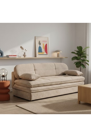 Banquette convertible Cila - Taupe - 3 places - Revêtement en tissu