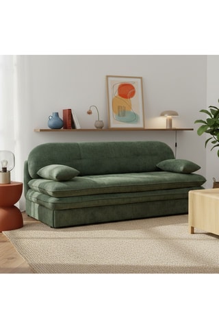 Banquette convertible Cila - Vert -- 3 places - Revêtement en tissu