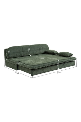 Banquette convertible Cila - Vert -- 3 places - Revêtement en tissu