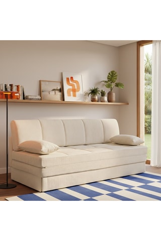 Banquette convertible Luma - Beige - 3 places - Revêtement en tissu