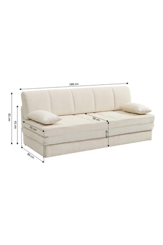 Banquette convertible Luma - Beige - 3 places - Revêtement en tissu