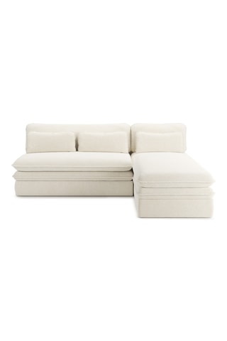 Banquette d'angle Noma - Beige - 4 places - Revêtement en velours côtelé