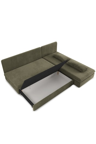 Banquette d'angle Noma - Kaki - 4 places - Revêtement en velours côtelé