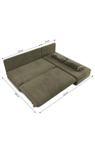 Banquette d'angle Noma - Kaki - 4 places - Revêtement en velours côtelé