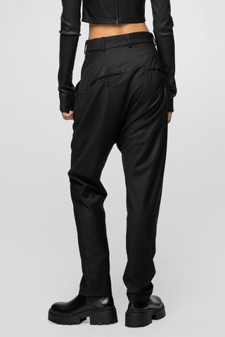 Calças casual de lã 
Preto