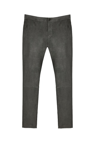 Calças skinny em couro de cordeiro - Cinzento