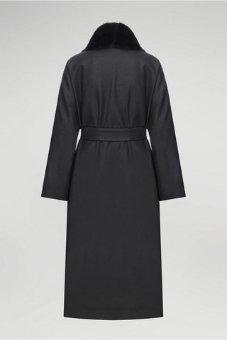 Sobretudo de linho e lã Preto