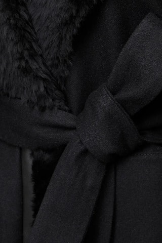 Sobretudo de linho e lã Preto