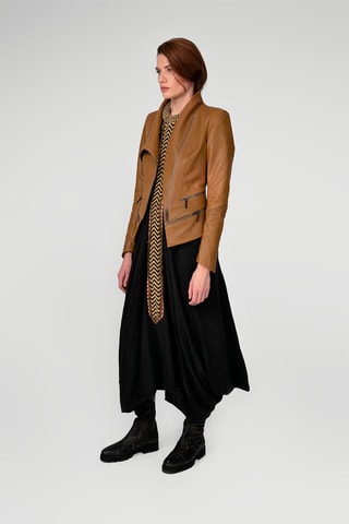 Casaco de couro de cordeiro Camel