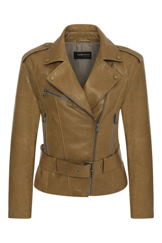 Casaco de couro de cordeiro Camel