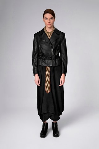 Casaco de couro de cordeiro Preto