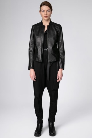 Casaco de couro de cordeiro - Preto