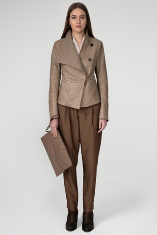 Casaco de couro de cordeiro - Bege