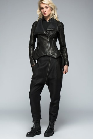 Casaco de couro de cordeiro Preto