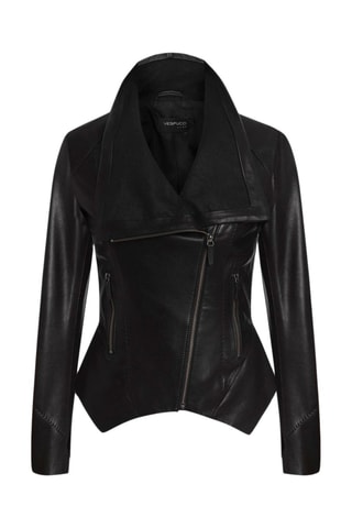 Casaco de couro de cordeiro Preto