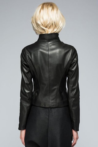 Casaco de couro de cordeiro Preto