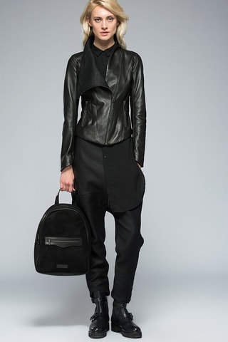 Casaco de couro de cordeiro Preto