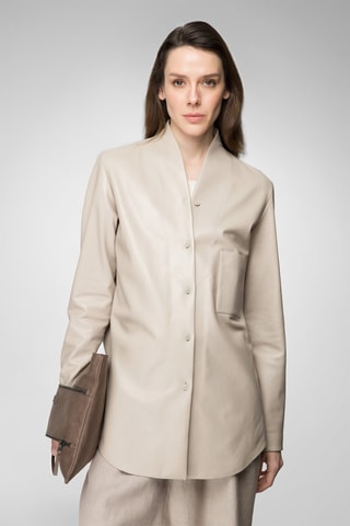 Casaco de couro de cordeiro Bege