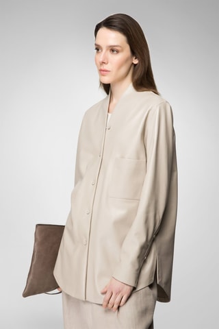 Casaco de couro de cordeiro Bege