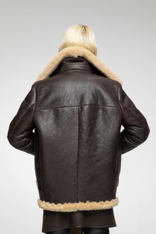 Casaco em lã de carneiro - Castanho e bege