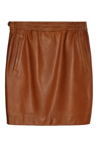 Saia direita em couro de cordeiro - Camel