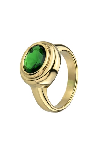 Ring - Goudkleurig en Groen - Maat 52 - Marc Malone