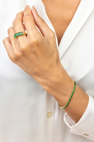 Ring - Goudkleurig en groen - Maat 52 - Marc Malone - Monica Monaco