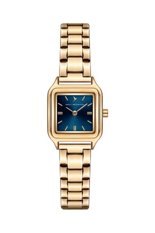 Stalen Quartz Horloge Goudkleurig en Blauw - Emily Westwood