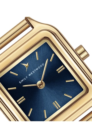 Stalen Quartz Horloge Goudkleurig en Blauw - Emily Westwood