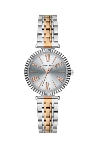 Stalen Quartz Horloge - Zilverkleurig en Roségoudkleurig - Victoria Walls