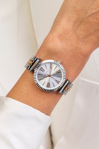 Stalen Quartz Horloge - Zilverkleurig en Roségoudkleurig - Victoria Walls