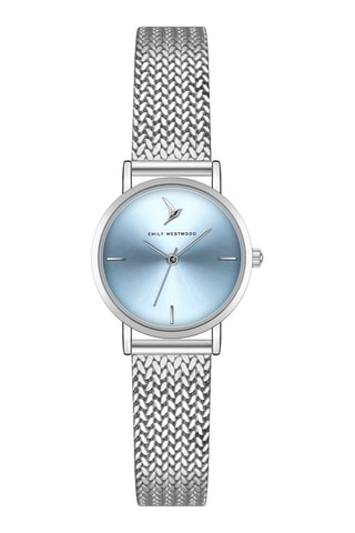 Stalen Quartz Horloge - Zilverkleurig en Hemelsblauw - Emily Westwood