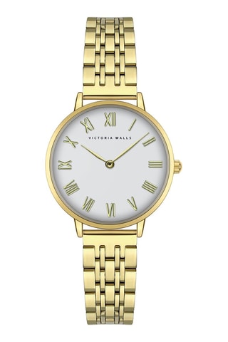 Stalen Quartz Horloge - Goudkleurig en Wit - Victoria Walls