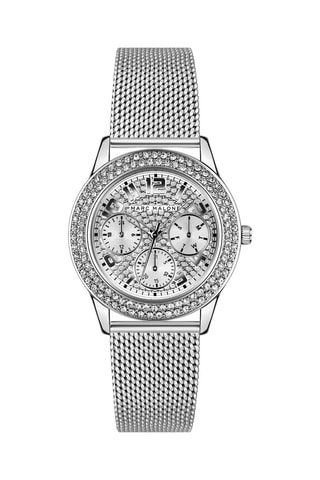 Stalen Quartz Horloge - Zilverkleurig en Wit - Marc Malone - Monica Monaco