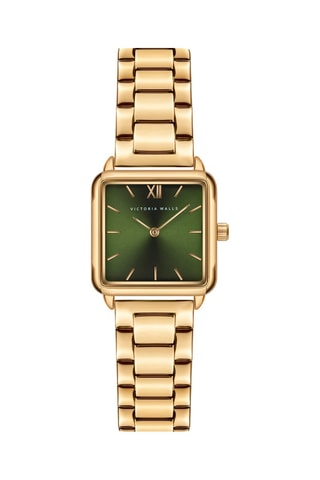 Stalen Quartz Horloge Goudkleurig en Groen   - Victoria Walls