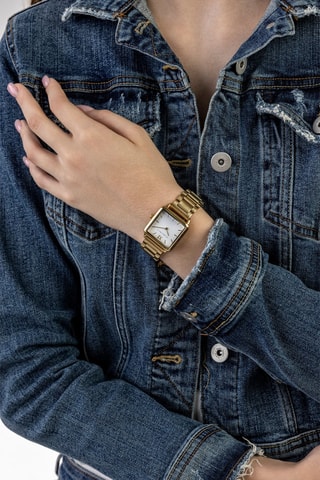 Stalen Quartz Horloge Goudkleurig en Wit - Victoria Walls