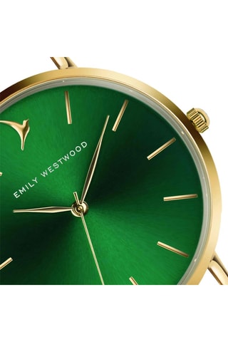 Stalen Quartz Horloge - Goudkleurig en Groen - Emily Westwood